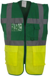 Yoko Uniszex ujjatlan Biztonsági mellény munkaruha Yoko Fluo Executive Waistcoat XL, Paramedic Green/Fluo Sárga