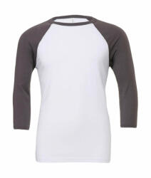 Bella Canvas Uniszex 3/4-es ujjú póló Bella Canvas Unisex 3/4 Sleeve Baseball T-Shirt M, Fehér/Deep Heather