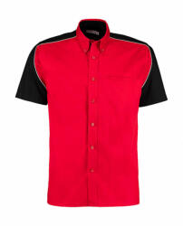Kustom Kit Uniszex rövid ujjú Ing Kustom Kit Classic Fit Sebring Shirt SSL XL, Piros/Fekete/Fehér