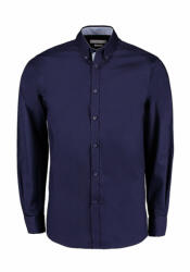 Kustom Kit Férfi hosszú ujjú Ing Kustom Kit Tailored Fit Premium Contrast Oxford Shirt S, Sötétkék navy/világos kék