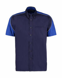 Kustom Kit Uniszex rövid ujjú Ing Kustom Kit Classic Fit Sebring Shirt SSL L, Sötétkék (navy)/Királykék/Fehér
