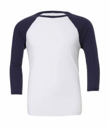 Bella Canvas Uniszex 3/4-es ujjú póló Bella Canvas Unisex 3/4 Sleeve Baseball T-Shirt L, Fehér/Sötétkék (navy)