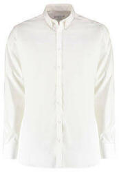 Kustom Kit Férfi hosszú ujjú Ing Kustom Kit Slim Fit Stretch Oxford Shirt LS S, Fehér