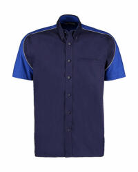 Kustom Kit Uniszex rövid ujjú Ing Kustom Kit Classic Fit Sebring Shirt SSL 2XL, Sötétkék (navy)/Királykék/Fehér