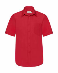 Fruit of the Loom Férfi rövid ujjú Ing Fruit of the Loom Poplin Shirt S (39"), Piros