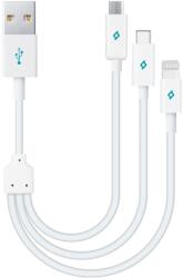 Ttec Кабел Mini Cable Trio 30cm Charge/Sync Type-C, Lightning, Micro USB - Бял