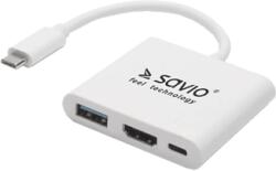 SAVIO AK-48 USB HUB Type-C csatlakozóval , 1x USB-C 3.0 HDMI (SAVIO AK-48)