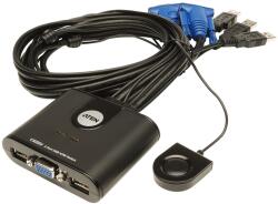 ATEN KVM суич Aten CS22U, от 2x USB A(ж), 1x HDB-15(ж) към 4x USB A(м), 2x HDB-15(м), 1 устройство (CS22U)