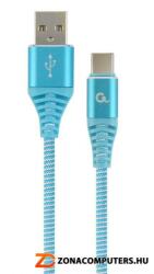 USB2.0 apa to USB (Type-C)apa 1m kábel kék CCC-USB2B-AMCM-1M-VW GEMBIRD szövetborításos 2, 1A töltési teljesítmény