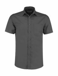 Kustom Kit Férfi rövid ujjú Ing Kustom Kit Tailored Fit Poplin Shirt SSL M, Grafitszürke