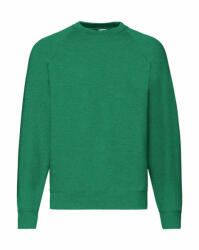 Fruit of the Loom Uniszex hosszú ujjú pulóver Fruit of the Loom Classic Raglan Sweat 2XL, Retró Heather Zöld