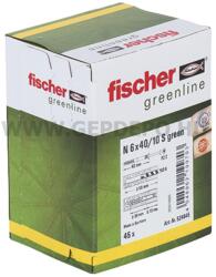Fischer beütő dübel újrahasznosított műanyagból gvz süllyesztett fejű csavarral UX Green 6x40mm (524845F)