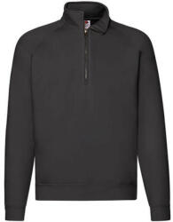 Fruit of the Loom Férfi Pulóver Hosszú ujjú Fruit of the Loom Zip Neck Raglansweat - M, Fekete