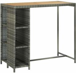 vidaXL Masă de bar cu raft de depozitare, gri 120x60x110 cm, poliratan (313479)
