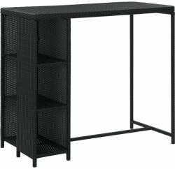 vidaXL Masă de bar cu raft depozitare, negru, 120x60x110 cm, poliratan (313476)