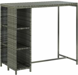 vidaXL Masă de bar cu raft de depozitare, gri 120x60x110 cm, poliratan (313477)