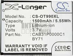 Alcatel One Touch OT-4019X series 3.7V 1500mAh 5.55Wh Li-ion mobiltelefon akku/akkumulátor