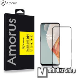 Amorus OnePlus Nord N10 5G, AMORUS üvegfólia, Full glue, Full cover, 0, 33mm, 9H, Fekete