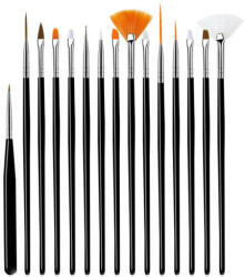Ecset szett 15 db-os (zselés, akril, díszítő) fekete black
