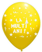 Balloons4party Set 10 baloane latex imprimat LA MULTI ANI galben 30cm