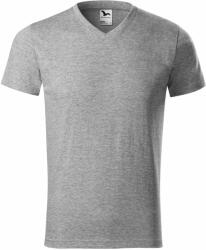 MALFINI Póló Heavy V-neck - Sötétszürke melírozott | XL (1111216)