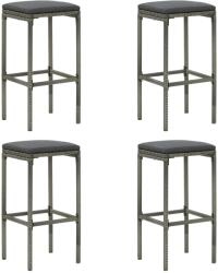 vidaXL Scaune de bar cu perne, 4 buc. , gri, poliratan (313447)