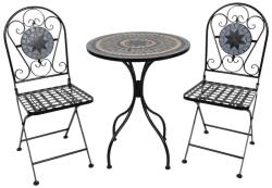Clayre & Eef Set 2 scaune pliabile si masa fier forjat negru decorata cu mozaic Ø 60 cm x 72 h (5Y0769) - decorer