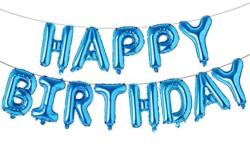 Balloons4party Set baloane folie HAPPY BIRTHDAY albastru 40Cm