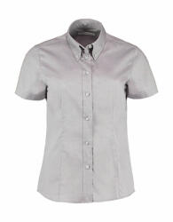 Kustom Kit Női rövid ujjú blúz Kustom Kit Women's Tailored Fit Premium Oxford Shirt SSL 2XL, Ezüstszürke