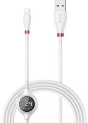 Baseus Cablu Lightning pentru iPhone cu afisaj digital, 2A , 1.2M, Baseus Big Eye CALEYE-01, alb
