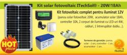 ITechSol Kit (sistem) solar fotovoltaic ITechSol® 20W pentru iluminat 12V (KIT20W12V)