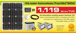 Kit (sistem) solar fotovoltaic ITechSol® 50W pentru iluminat 12V ITS1 (KIT50W12V)