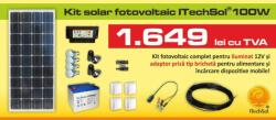  Kit (sistem) solar fotovoltaic ITechSol® 100W pentru iluminat 12V (KIT100W12V)