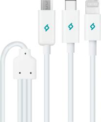 Ttec Кабел ttec Trio Charge / Data Mini Cable , Type-C , Lightning , Micro USB , 120cm - Бял