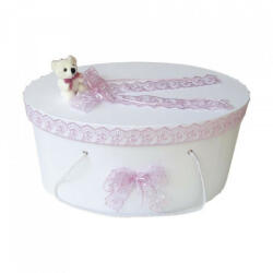 Produs vandut si livrat de S. C. Denikos Creativ S Cutie trusou botez dantela lila si ursulet, Denikos® 392