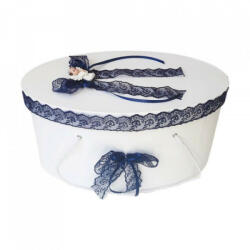 Produs vandut si livrat de S. C. Denikos Creativ S Cutie trusou botez dantela bleumarin si ingeras, Denikos® 384