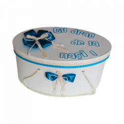 Produs vandut si livrat de S. C. Denikos Creativ S Cutie trusou botez personalizata, decor turcoaz, Denikos® 236