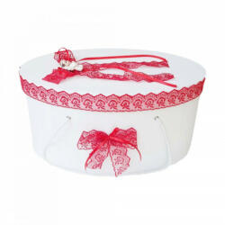 Produs vandut si livrat de S. C. Denikos Creativ S Cutie trusou botez dantela rosie si ingeras, Denikos® 389