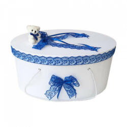 Produs vandut si livrat de S. C. Denikos Creativ S Cutie trusou botez dantela albastra si ursulet, Denikos® 393