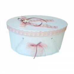 Produs vandut si livrat de S. C. Denikos Creativ S Cutie trusou botez dantela dusty rose si ingeras, Denikos® 390