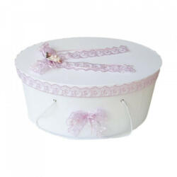Produs vandut si livrat de S. C. Denikos Creativ S Cutie trusou botez dantela lila si ingeras, Denikos® 387