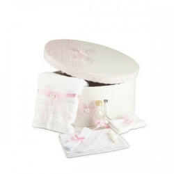Produs vandut si livrat de S. C. Denikos Creativ S Trusou botez si cutie decorata dantela roz NK-TR-004