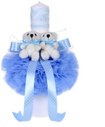 Produs vandut si livrat de S. C. Denikos Creativ S Lumanare botez 2 ursuleti, decor bleu, Denikos® 50