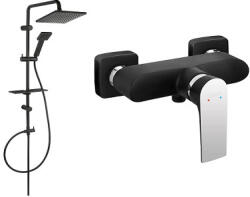 FERRO Set de dus FERRO Square BLACK baterie dus si Set bara dus cu suport culisant, dus fix, para dus mobila si polita Squerto Lux, negru (BAQ7BLC-NP24-BL)