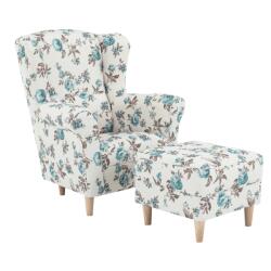 TEMPO KONDELA Füles fotel puffal, szövet rose 14, ASTRID - kondela