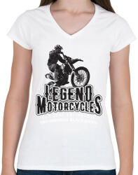 printfashion Legend Motorcycles - Női V-nyakú póló - Fehér (4637190)