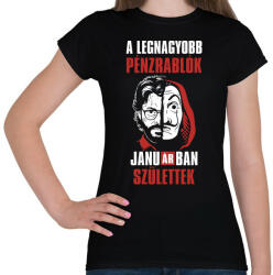 printfashion A legnagyobb pénzrablók januárban születtek - Női póló - Fekete (4678335)