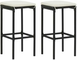 vidaXL Scaune de bar cu perne, 2 buc. , negru, poliratan (313440)