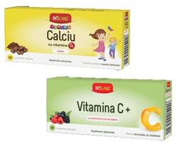 Biofarm, Romania Bioland Calciu Junior si Vitamina D3 portocale 20cpr + Vitamina C Junior 20cpr