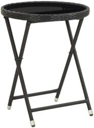 vidaXL Masă de ceai negru 60 cm poliratan sticlă securizată (46203)